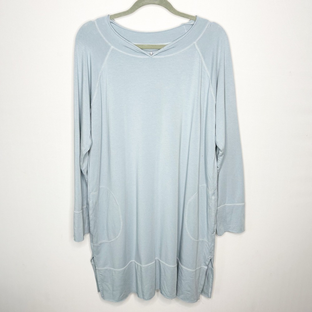 Urban Muu Muu Womens Pale Blue Supima Cotton Modal Tunic Top One Size